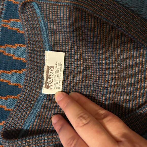 Retro 70s Blue and Orange Sweater Vest Knitwear Vintage Pullover Golf Vest - Picture 5 of 7